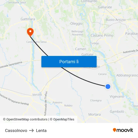Cassolnovo to Lenta map
