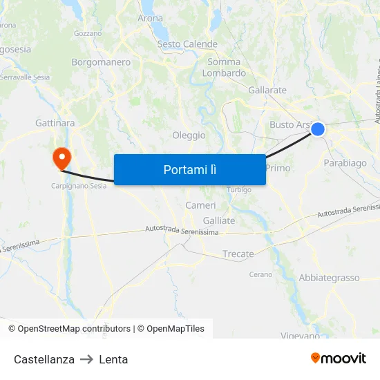Castellanza to Lenta map