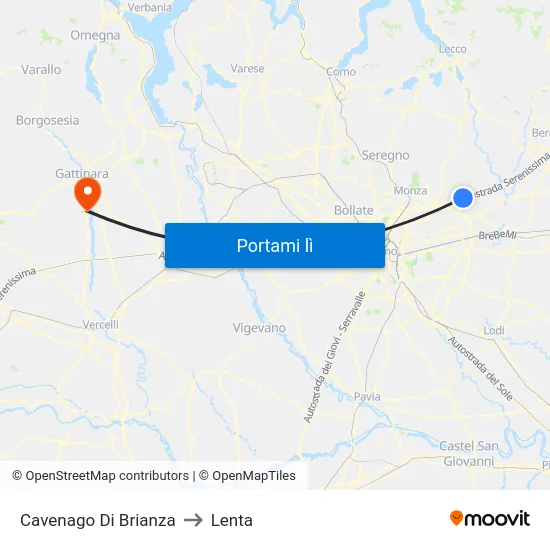Cavenago Di Brianza to Lenta map