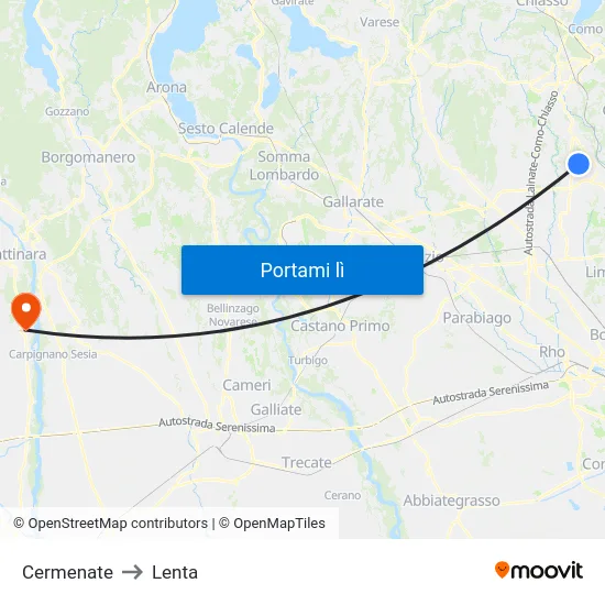 Cermenate to Lenta map