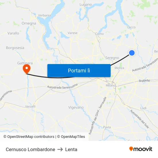 Cernusco Lombardone to Lenta map