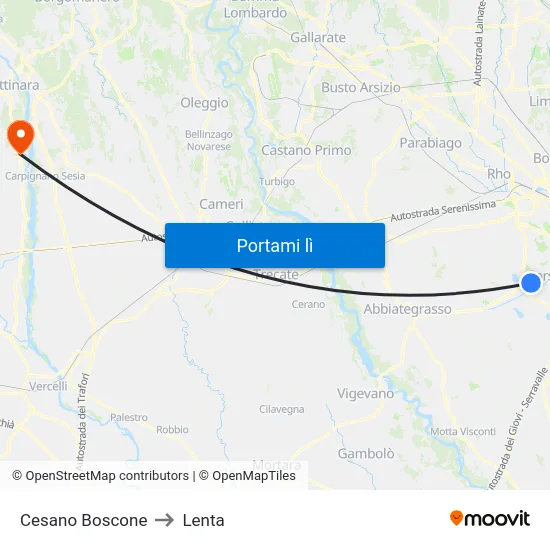 Cesano Boscone to Lenta map