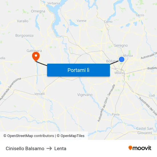 Cinisello Balsamo to Lenta map
