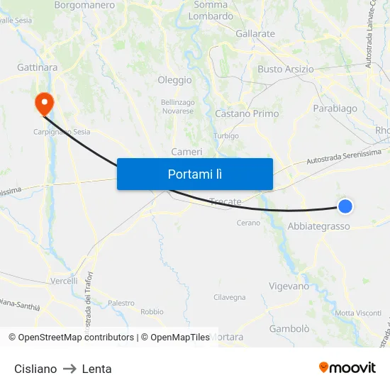 Cisliano to Lenta map