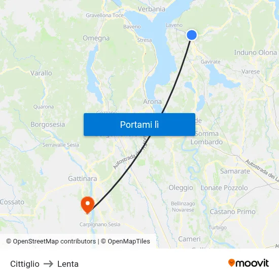 Cittiglio to Lenta map