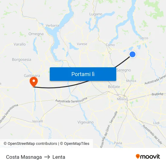 Costa Masnaga to Lenta map