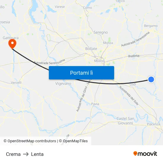Crema to Lenta map