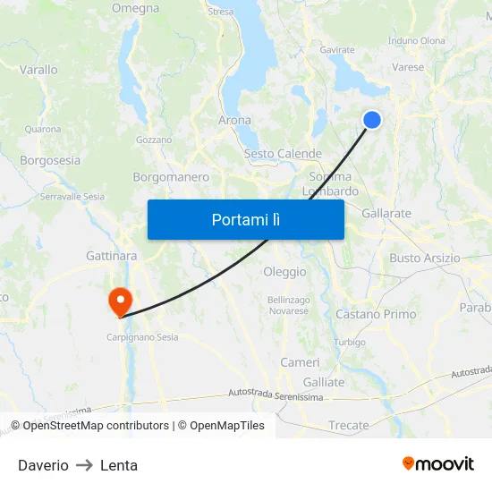 Daverio to Lenta map