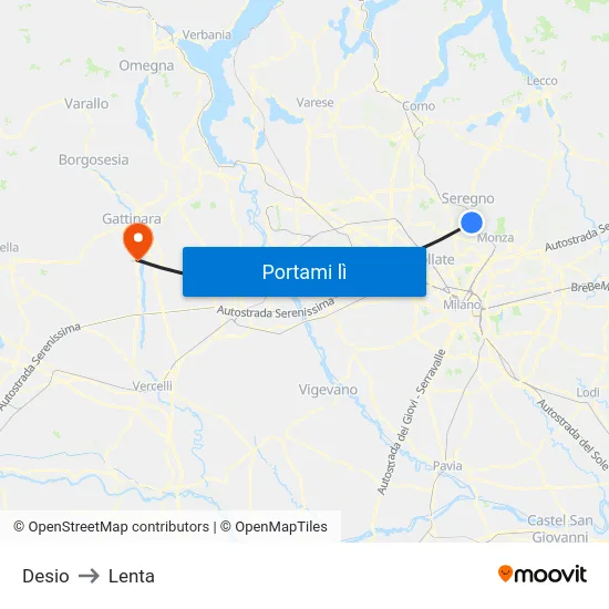 Desio to Lenta map