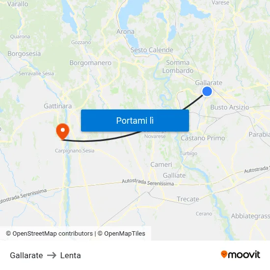 Gallarate to Lenta map