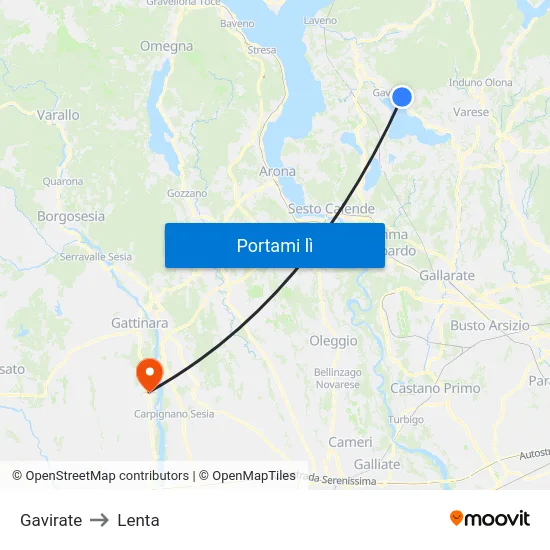 Gavirate to Lenta map