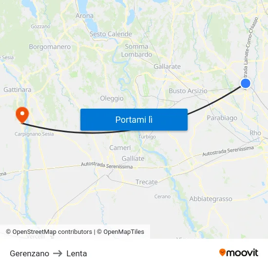 Gerenzano to Lenta map