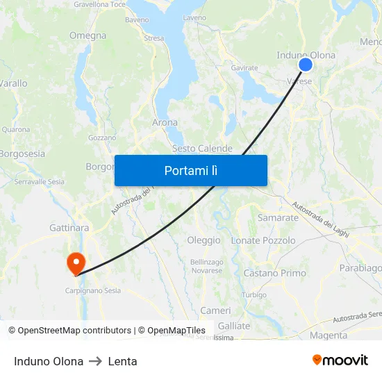 Induno Olona to Lenta map