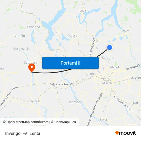Inverigo to Lenta map