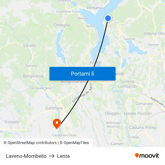 Laveno-Mombello to Lenta map