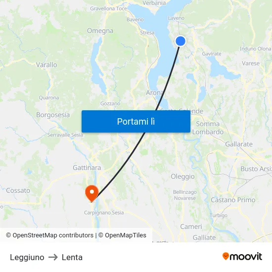 Leggiuno to Lenta map
