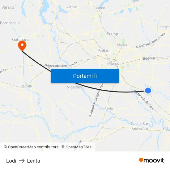 Lodi to Lenta map