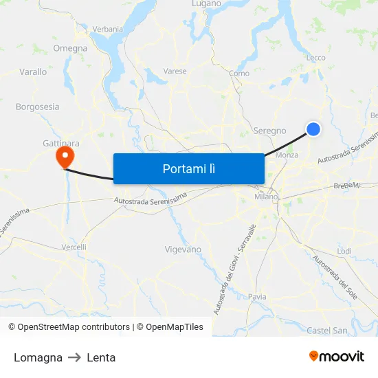 Lomagna to Lenta map