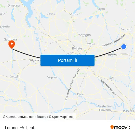Lurano to Lenta map