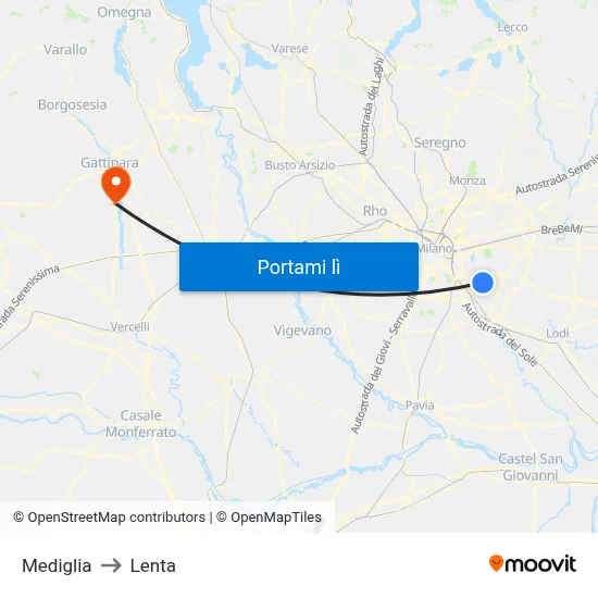 Mediglia to Lenta map