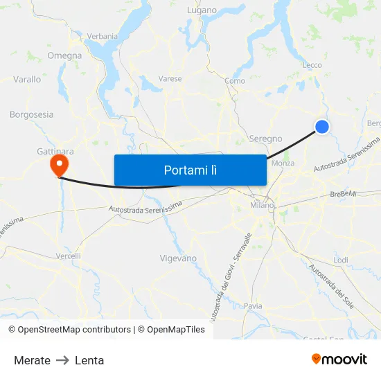 Merate to Lenta map