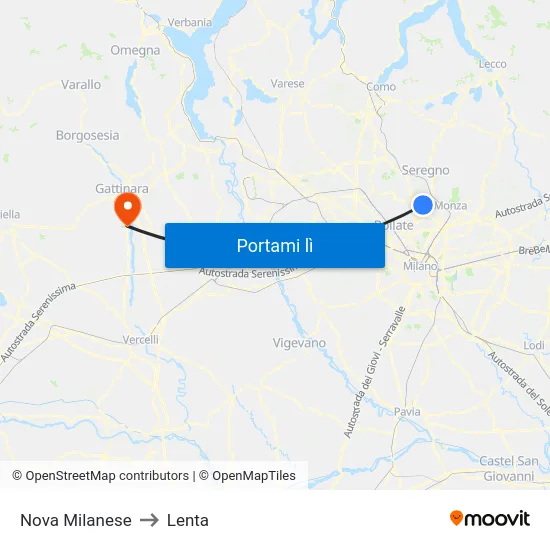 Nova Milanese to Lenta map