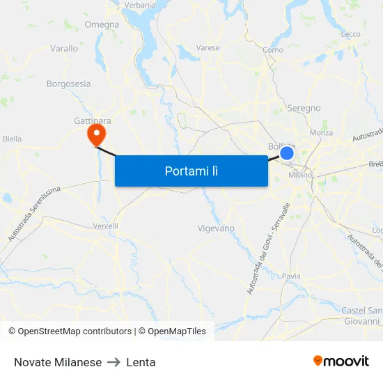 Novate Milanese to Lenta map