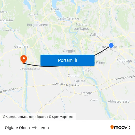 Olgiate Olona to Lenta map