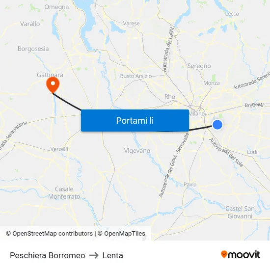 Peschiera Borromeo to Lenta map
