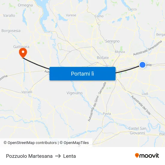 Pozzuolo Martesana to Lenta map
