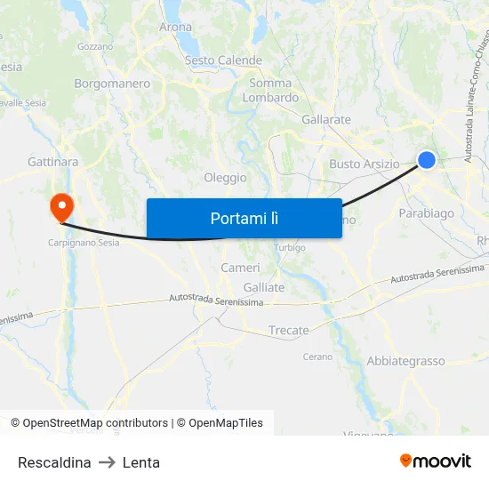 Rescaldina to Lenta map