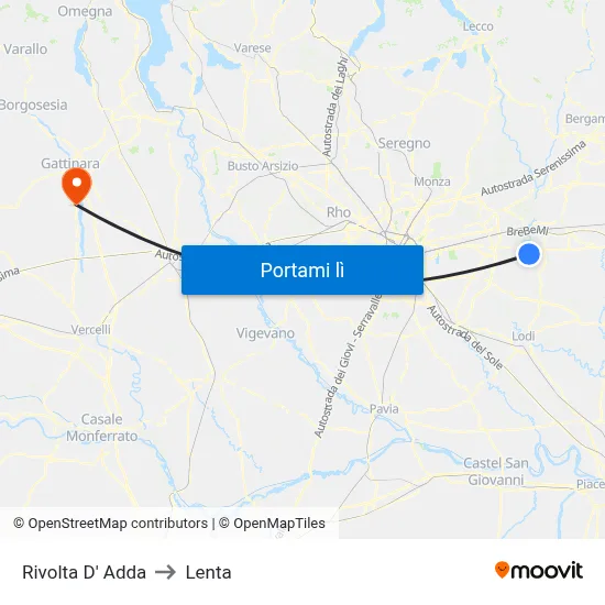 Rivolta D' Adda to Lenta map