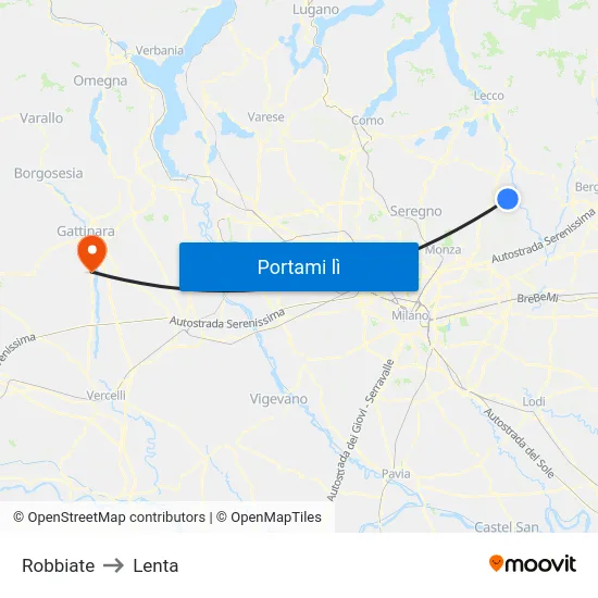 Robbiate to Lenta map