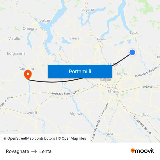Rovagnate to Lenta map