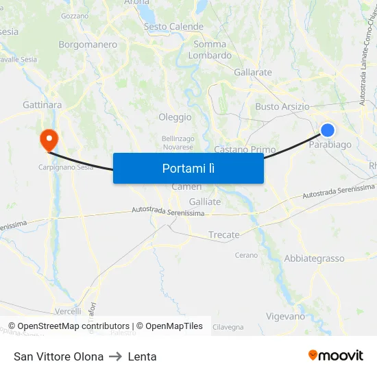 San Vittore Olona to Lenta map