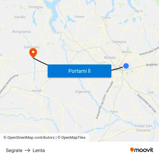 Segrate to Lenta map