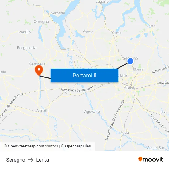 Seregno to Lenta map