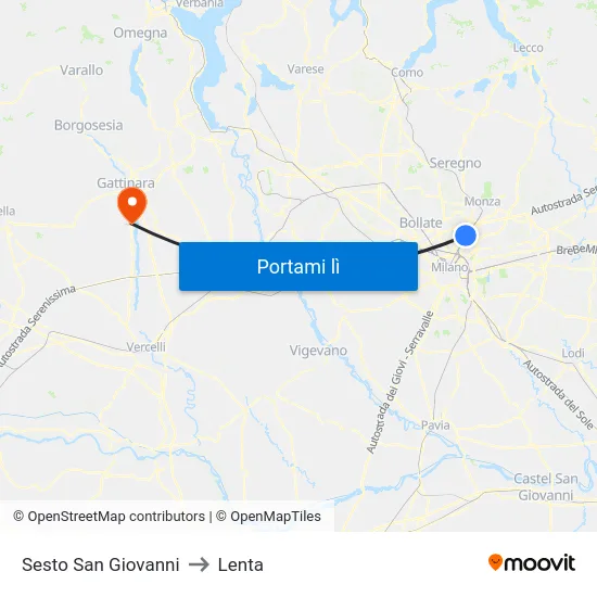 Sesto San Giovanni to Lenta map
