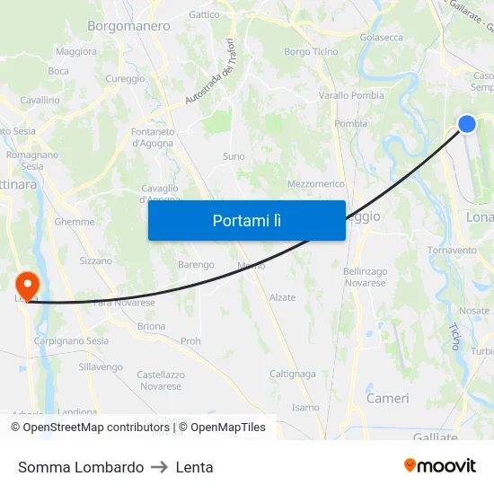 Somma Lombardo to Lenta map