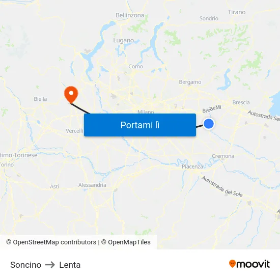 Soncino to Lenta map