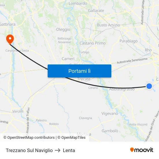 Trezzano Sul Naviglio to Lenta map