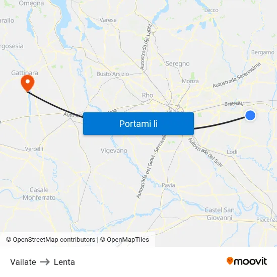 Vailate to Lenta map