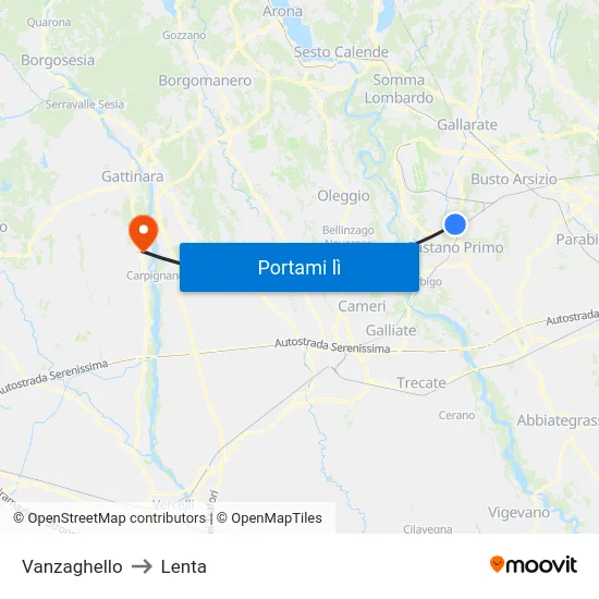 Vanzaghello to Lenta map