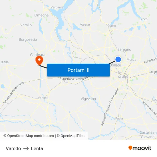 Varedo to Lenta map