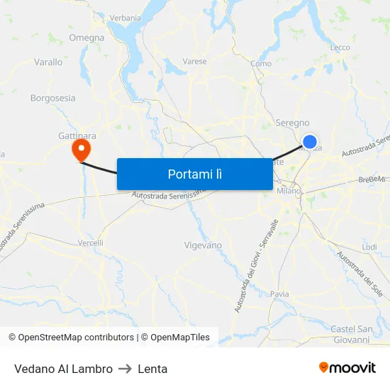 Vedano Al Lambro to Lenta map