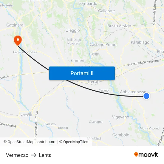 Vermezzo to Lenta map