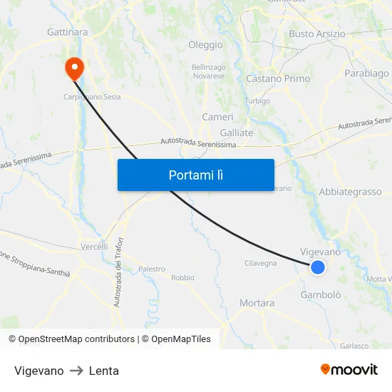 Vigevano to Lenta map