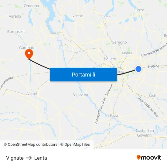 Vignate to Lenta map