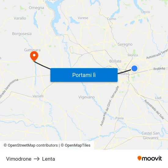 Vimodrone to Lenta map