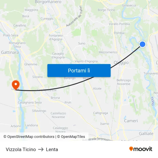 Vizzola Ticino to Lenta map